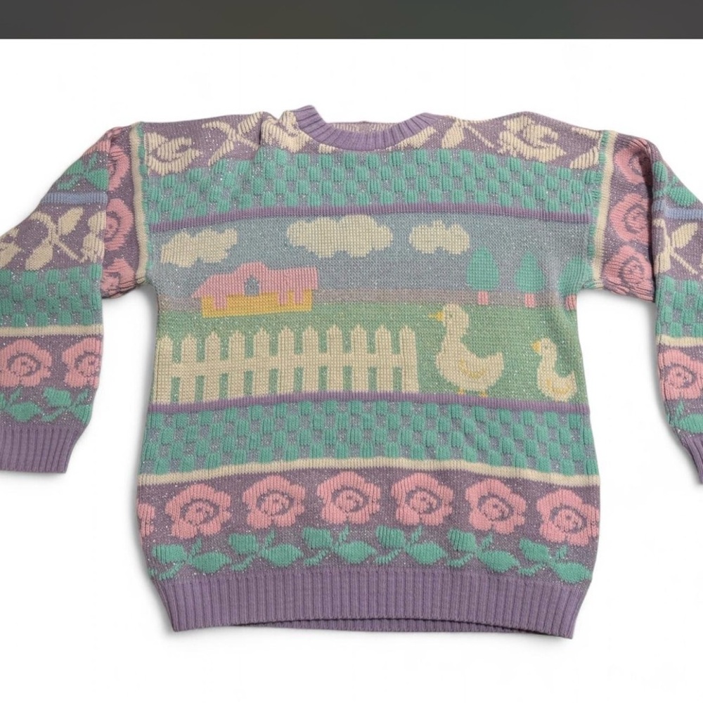 Vintage pastel duck sweater